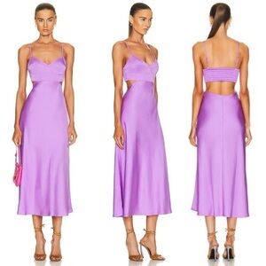 A.L.C. Blakely Cutout Satin Midi Dress Amethyst Size 2 NWT